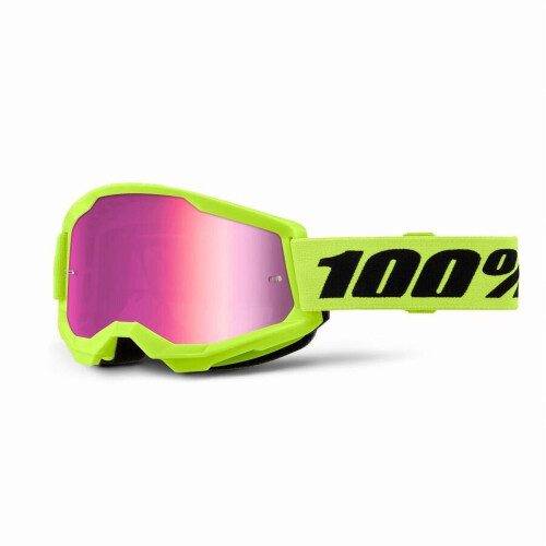100% Strata2Goggles (Einheitsgröße, neongelbe/spiegelrosa Gläser)