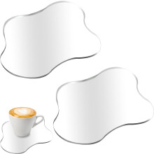 2-pack genomskinliga skrivbordsunderlägg i akryl, oregelbunden form, kompatibel med alla typer av dryckesmuggar, för kök, bar och matbord