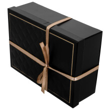 Boîte cadeau pliable rectangulaire noire avec couvercle et ruban