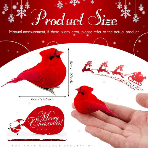 Mini ornamenti cardinale rosso con clip, 36 pezzi 1