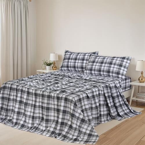 Cal King Flannel Sheet Set 100% Double Brushed Cotton 4-Pc 1