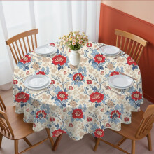 Pioneer Flower Floral Print Pattern Round Tablecloth 60 X 60 Inch, Wrinkle Resistant Wipeable Table Cloth for Kitchen Dining Picnic Patio Party
