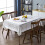 Toalha de mesa quadrada de poliéster branco, 55x55 polegadas, com franjas. 4