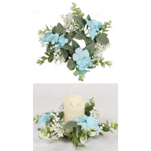 Confezione da 2 anelli portacandele con ortensie ed eucalipto – 25 cm