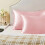 Conjunto de 2 fronhas rosa tamanho king em cetim com zíper, 50 x 90 cm (20 x 36 polegadas). 4
