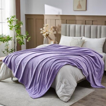 Super Soft Queen Blanket Lavender Premium Silky Flannel Fleece Leaves Pattern Lightweight Bed Blanket All Season Use (Lavender, Queen(90"x90"))