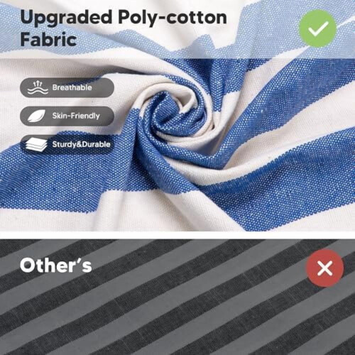 Outdoor hammock blue white stripes two person 2