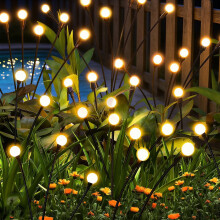 4er-Pack Solar-Glühwürmchenlichter – 40 LEDs, wasserdicht, windbetrieben, mehrfarbig und warmweiß, romantische Terrassenbeleuchtung
