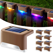 8er-Pack Solar-Terrassenleuchten, IP65 wasserdicht, für Zaun, Geländer, Terrasse, Treppe – Braun, farbenfrohe Beleuchtung