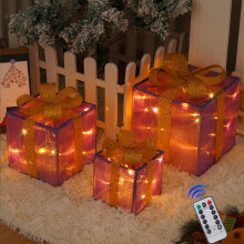 Conjunto de 3 caixas de presente de Natal iluminadas