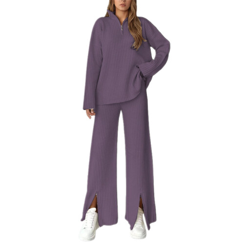 Women's Ribbed Knit 2-Piece Lounge Set