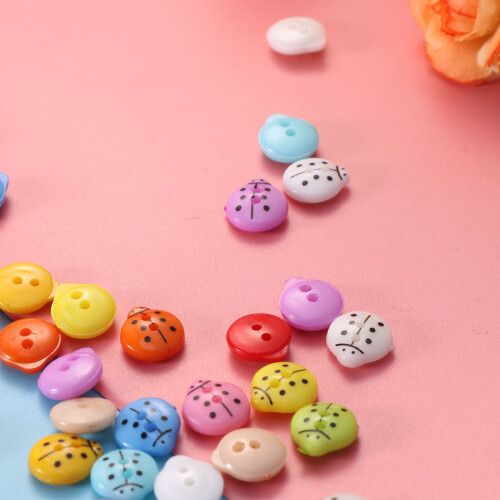 Little Ladybug Resin Buttons for Sewing Assorted Color12 5MM 1