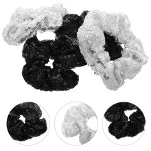 WHAMVOX 4 piezas de gomas elásticas con purpurina para el pelo, coleteros con lentejuelas, sujetadores de coleta metálicos y cintas para la