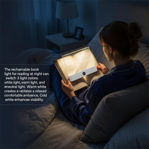 Lampe de lecture LED rechargeable Avera Booklight rose 3 couleurs 1