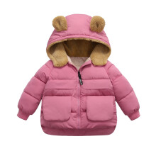 Manteaux et vestes pour bébés garçons, couleur unie, capuche avec oreilles d'ours, manches longues, chauds, pour tous les jours, rose, 12-18 mois