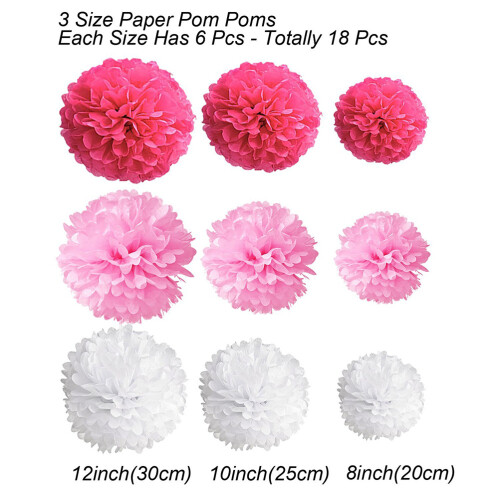Conjunto de bolas de papel rosa em formato de favo de mel da Worgeous para decoração de festas. Disponível em 8, 10 e 12 polegadas. Cores 1