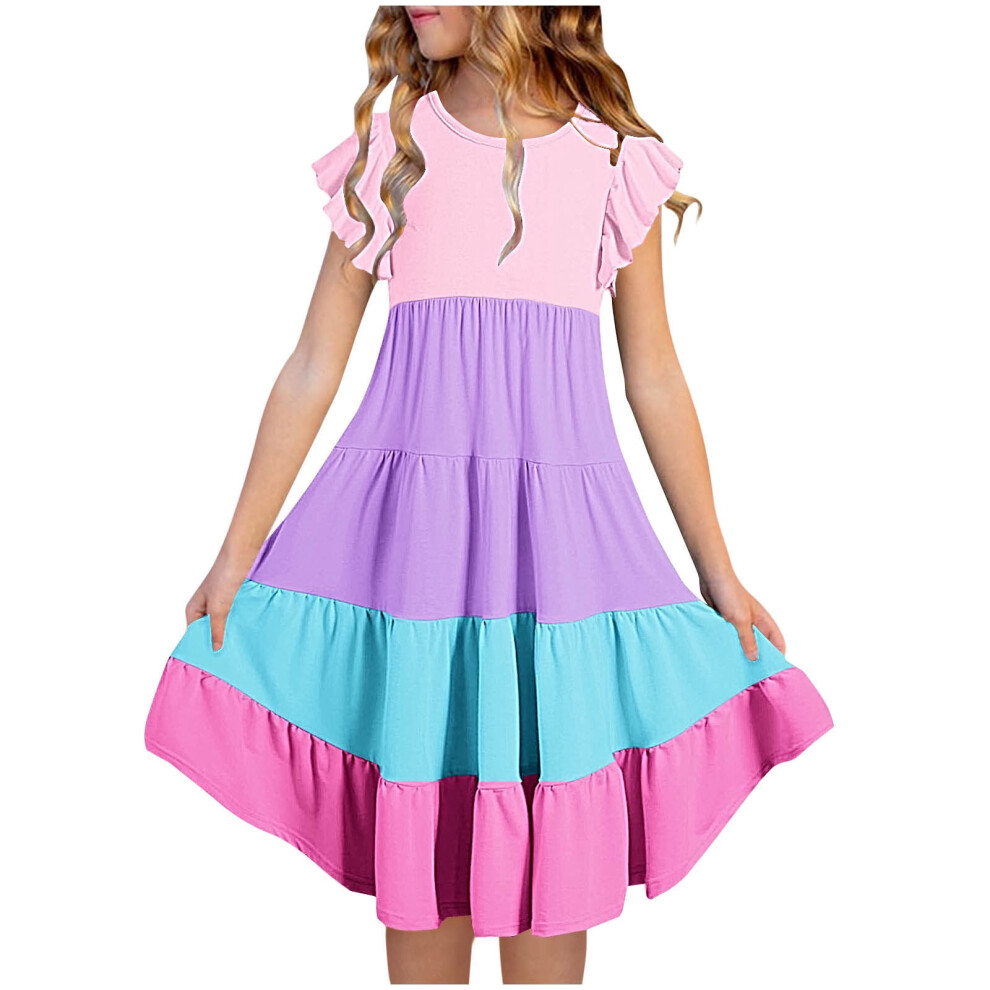 Toddler Girl Solid Dress Sleeveless Dress Girls Summer Clothes14T-image