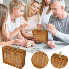 Spaarpot voor kinderen, houten spaarpot met geldbedragstickers, gelduitdaging, geldkluis voor jongens en meisjes, 10000