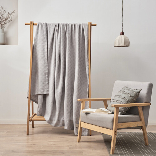 Gray Cotton Cooling Blanket, Queen - Cooling, Lightweight, Breathable 2