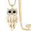 Colar longo vintage feminino com pingente de coruja e strass 1