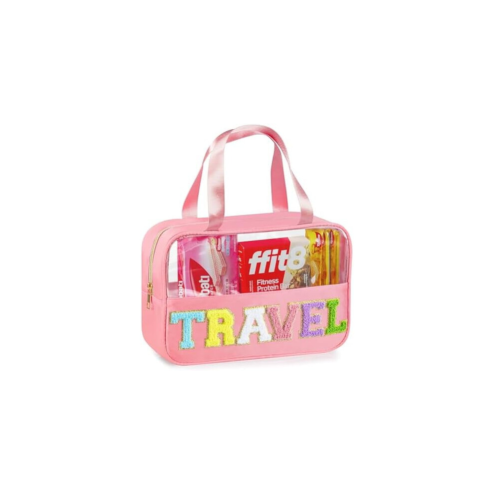 Clear Chenille Letter Makeup Pouch