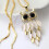 Colar longo vintage feminino com pingente de coruja e strass 3