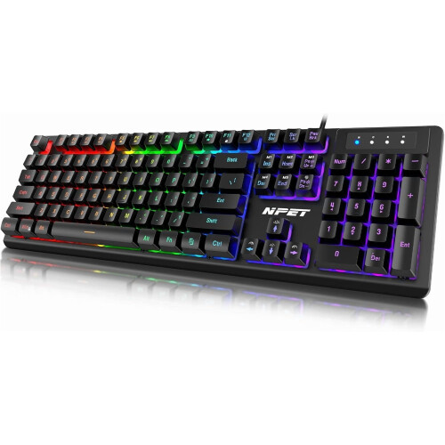 Tastiera da gioco cablata K10 con RGB, resistente agli schizzi