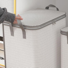Extra grote opbergtassen voor dekens, ademende kledingbakken met verstevigde handgrepen en stevige ritsen, geschikt voor kingsize dekbedden,