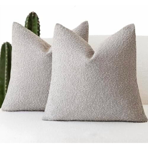 Örngott i Bouclé, grått, 20x20 cm, 2-pack