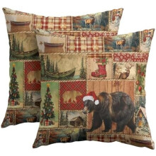 Cabin Bear párnahuzatok len-pamut 40x40 cm-es szett, 2 db-os