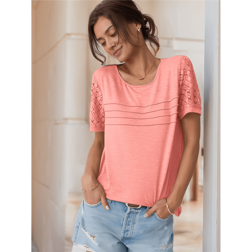 Dam Rundringad Stickad Tunika Rosa M 2