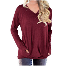 Your Style A1Series Damen Langarmshirt mit V-Ausschnitt, einfarbig, Größe L