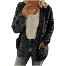 Oversize-Cardigan-Mantel für Damen, offen, Plus Size, Plüsch-Strickjacke, Herbst/Winter