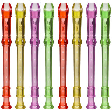Ensemble de 8 instruments sans marque : flûte de Pan, mini flûte à bec, petite clarinette d'étude