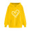 Damen-Kapuzenpullover mit Herzchen-Print, Rundhalsausschnitt, Valentinstag-Pullover, Gelb, Größe S 1