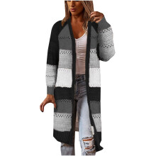 Cardigan voor dames, herfst, lange vesten, comfortabel, stijlvol, met stiksels, trui met lange mouwen, casual tops, zwart