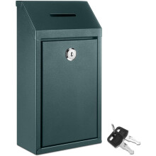 Metal Donation Cash Box Collection Safe Suggestion Box with Lock Wall Mounted Mailbox Delivery Ballot Container for Home Office Outdoor Door