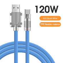 6 meter lång snabbladdningskabel med USB-C, 120 W, silikon, kompatibel med Creative V Plus-laddare