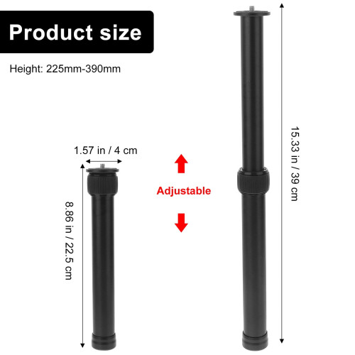 Tineasur Gimbal Extension Pole Extensor de trípode de Aluminio Negro para cámara 2
