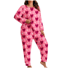 Set pigiama da donna taglie forti, comodo e stampato, con maglia a maniche lunghe e bottoni, pantaloni con elastico in vita, abbigliamento da casa