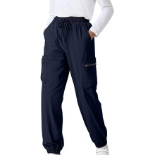 Calça cargo infantil casual de cor sólida, confortável e folgada, para outono e inverno, com bolsos laterais e cordão, para crianças de 4 a 14