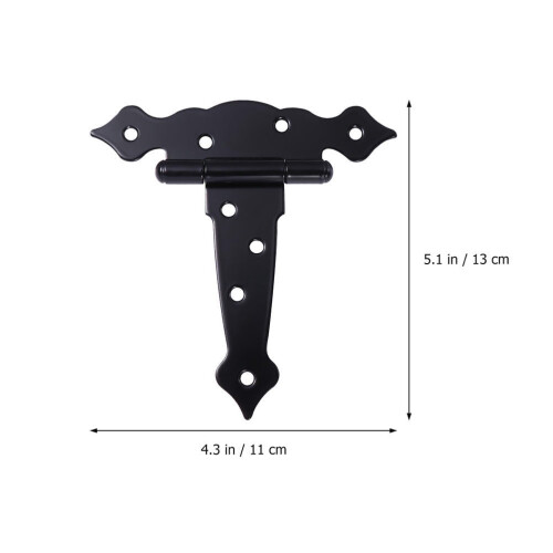 YEAHIBABY4Pcs μεντεσέδες T με ιμάντα, σιδερένιοι μαύροι μεντεσέδες πύλης για πόρτα 1