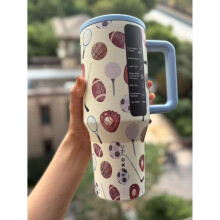 32/40oz isolerad vattenflaska i rostfritt stål med sugrör och handtag – läckagesäker, mugghållare, gummibas, återanvändbar tumbler för resor