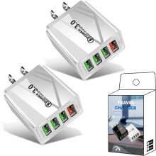 Magvolt-lader, Mag Volt Pro-telefonlader, 4-porters ladere, multibeskyttelsessystem, hurtiglading på reise, for alle telefoner (2 stk.*C)