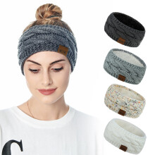 Bobasndm Winter Samt-Stirnband aus gestrickter Wolle, gehäkeltes elastisches Haarband, breites Kopftuch, Ohrenwärmer, Haaraccessoires