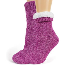 Chaussettes-chaussons pour femmes avec semelles antidérapantes, chaussettes-chaussons doublées en sherpa