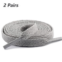 2 Pair Flat Shoe Laces for Sneakers, 29 Colors Shoelaces for Sneakers, Athletic Shoelaces in 6 Different Lengths, grey, 20" / 50cm