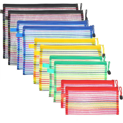 10 bunte Netz-Reißverschlusstaschen