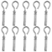 OUNONA 10pcs Stainless Steel Heavy-Duty Wall Anchor Eye Bolts for Concrete – Compatible with Industrial & Outdoor Use