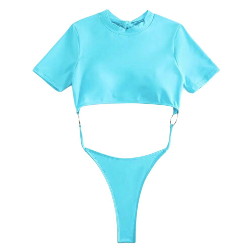 Women's one-piece swimsuit solid color back thong 1